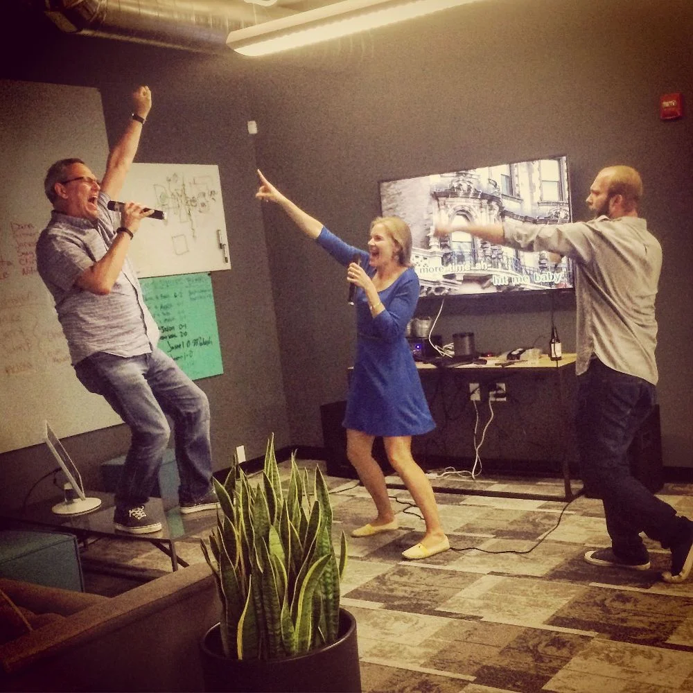 Karaoke at the clearXchange office